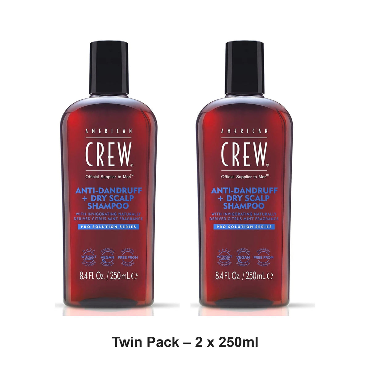 American Crew - Anti-Dandruff + Dry Scalp Shampoo – Twin Pack (2 x 250ml) – bundle contents: 2 x American Crew - Anti-Dandruff + Dry Scalp Shampoo 250ml