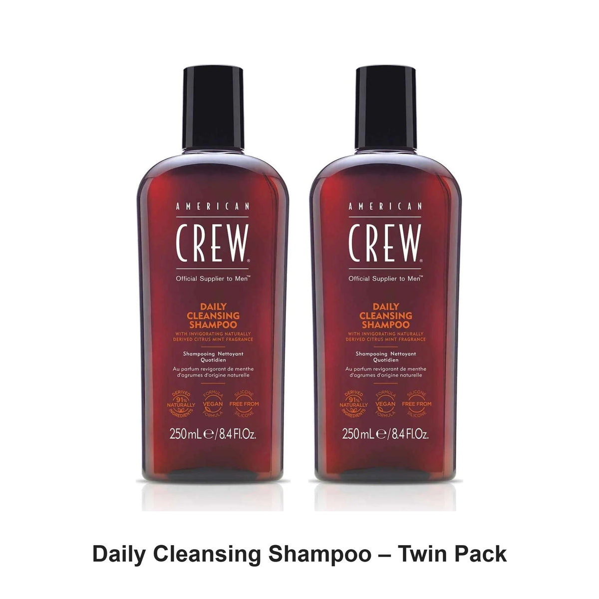 American Crew - Daily Cleansing Shampoo – Twin Pack (2 x 250ml) – bundle contents: 2 x American Crew - Daily Cleansing Shampoo 250ml