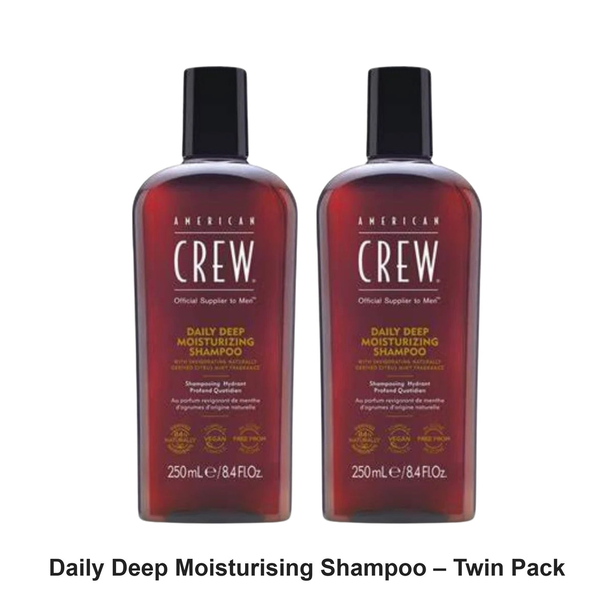 American Crew - Daily Deep Moisturising Shampoo – Twin Pack (2 x 250ml) – bundle contents: 2 x American Crew - Daily Deep Moisturising Shampoo 250ml