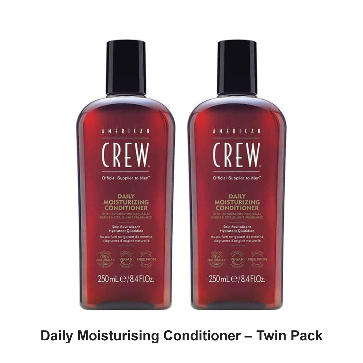 American Crew - Daily Moisturising Conditioner – Twin Pack (2 x 250ml) – bundle contents: 2 x American Crew - Daily Moisturising Conditioner 250ml