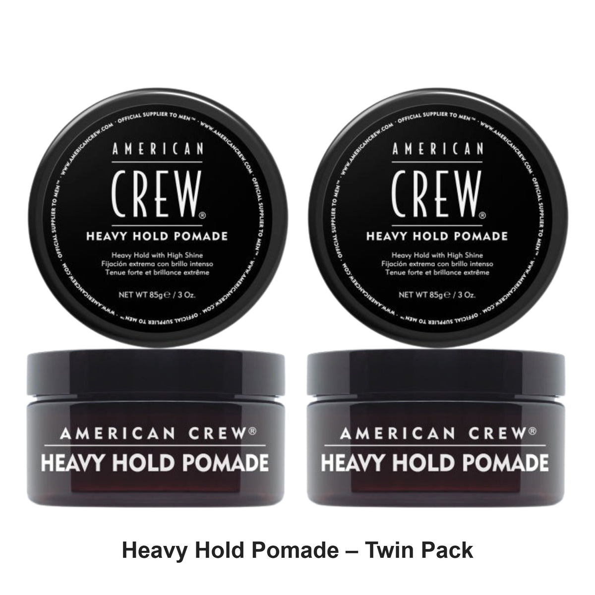 American Crew - Heavy Hold Pomade – Twin Pack (2 x 85g) – bundle contents: 2 x American Crew - Heavy Hold Pomade 85g