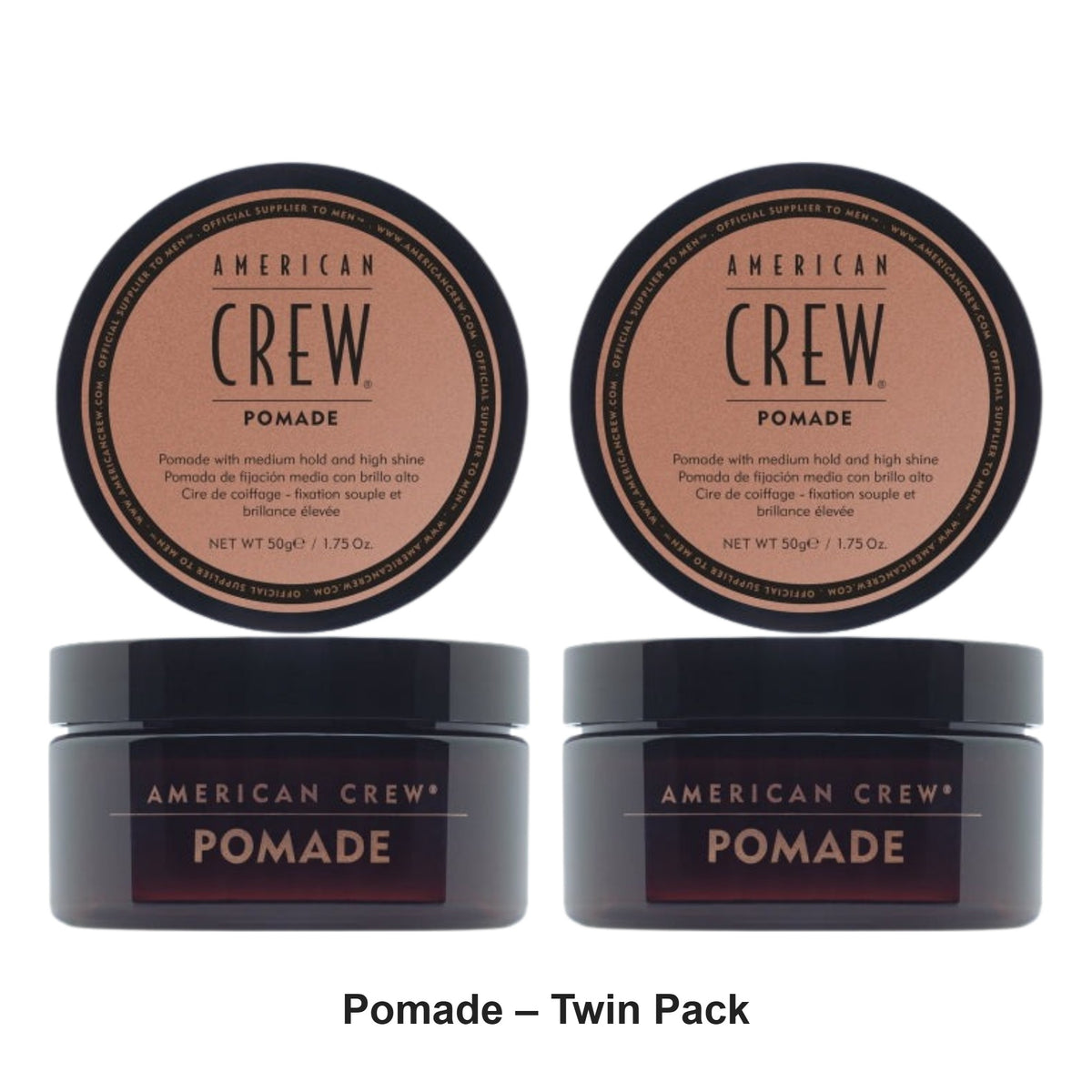 American Crew - Pomade – Twin Pack (2 x 85g) – bundle contents: 2 x American Crew - Pomade 85g