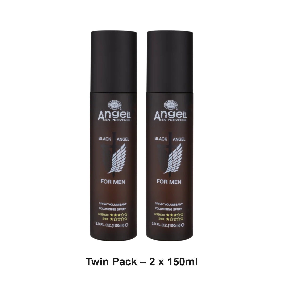 Angel En Provence - Black Angel For Men Volumising Spray – Twin Pack (2 x 150ml) – bundle contents: 2 x Angel En Provence - Black Angel For Men Volumising Spray 150ml