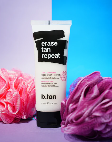 b.tan - Erase Tan Repeat 2-in-1 Tan Eraser Body Wash & Scrub 275ml – product image