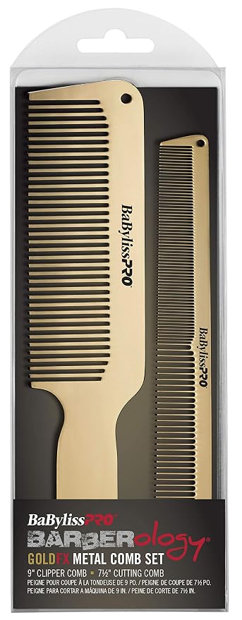BaByliss Pro Metal Comb Set Gold 2pc