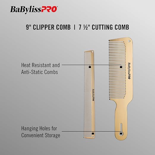 BaByliss Pro Metal Comb Set Gold 2pc - image 2