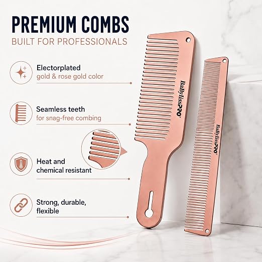 BaByliss Pro Metal Comb Set Rose Gold 2pc - image 2