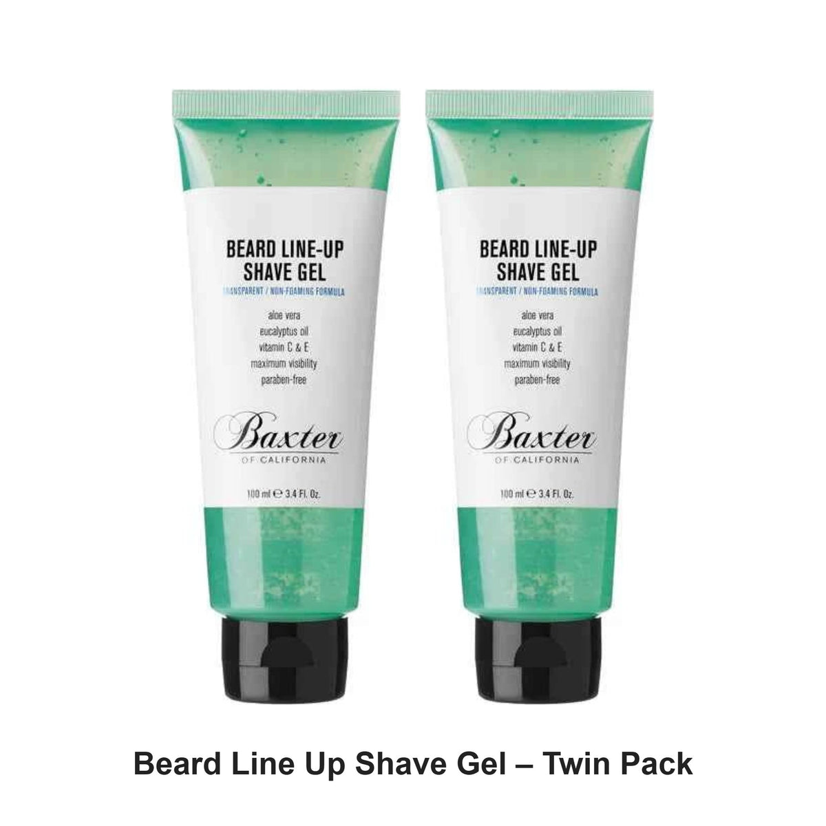 Baxter Of California - Beard Line Up Shave Gel – Twin Pack (2 x 100ml) – bundle contents: 2 x Baxter Of California - Beard Line Up Shave Gel 100ml