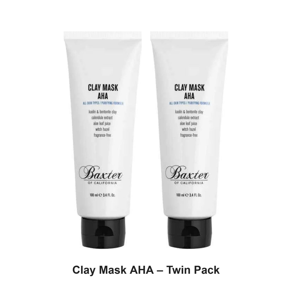 Baxter Of California - Clay Mask AHA – Twin Pack (2 x 100ml) – bundle contents: 2 x Baxter Of California - Clay Mask AHA 100ml