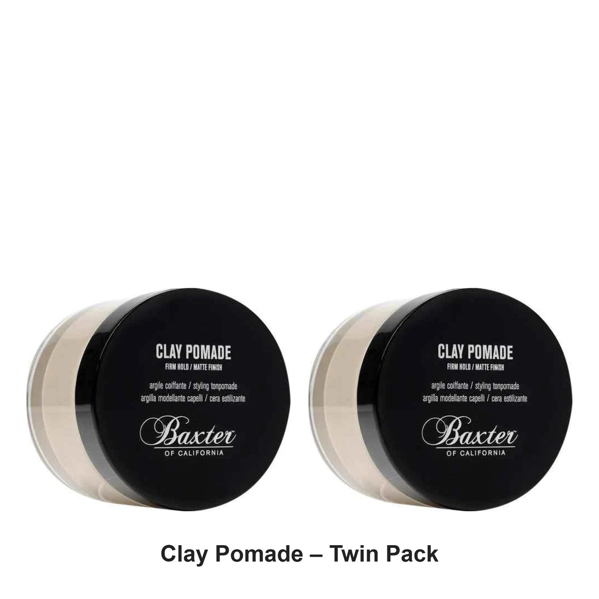 Baxter Of California - Clay Pomade – Twin Pack (2 x 60ml) – bundle contents: 2 x Baxter Of California - Clay Pomade 60ml