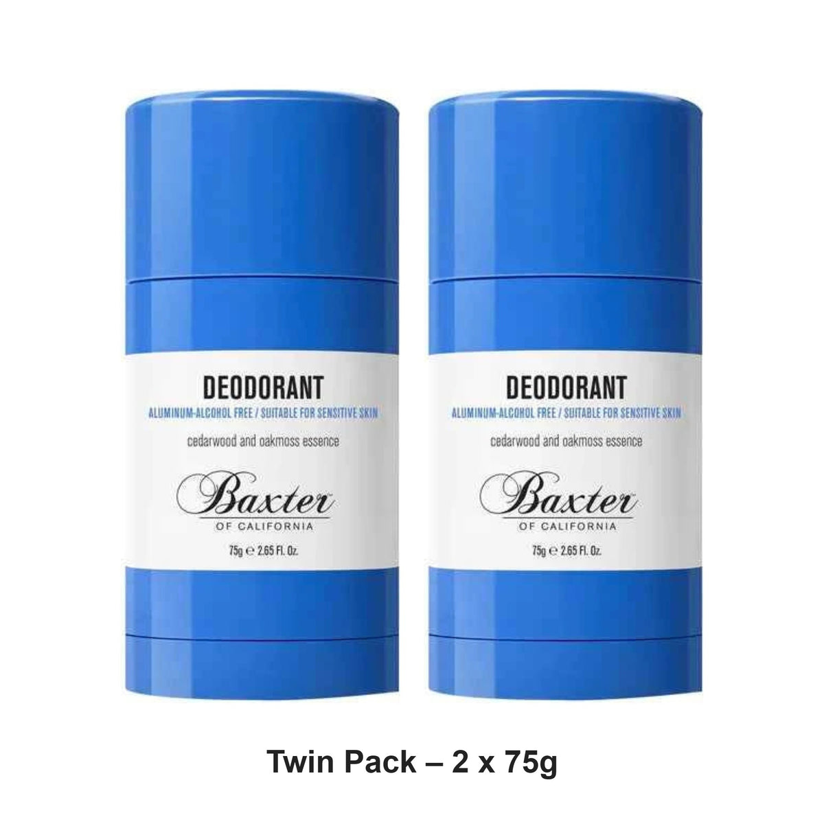 Baxter Of California - Deodorant - Cedarwood and Oakmoss – Twin Pack (2 x 75g) – bundle contents: 2 x Baxter Of California - Deodorant - Cedarwood and Oakmoss 75g