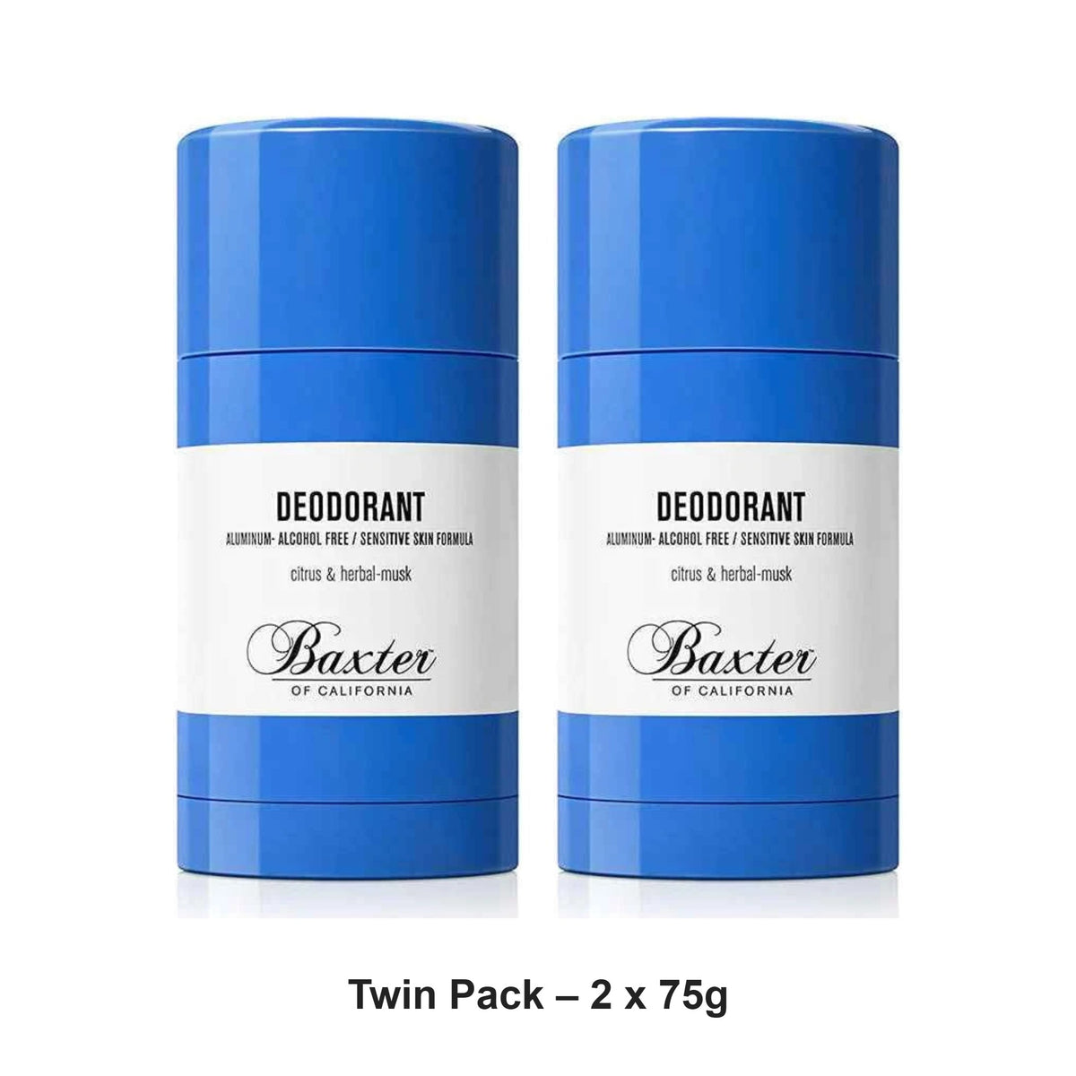 Baxter Of California - Deodorant Original Citrus & Herbal Musk – Twin Pack (2 x 75g) – bundle contents: 2 x Baxter Of California - Deodorant Original Citrus & Herbal Musk 75g