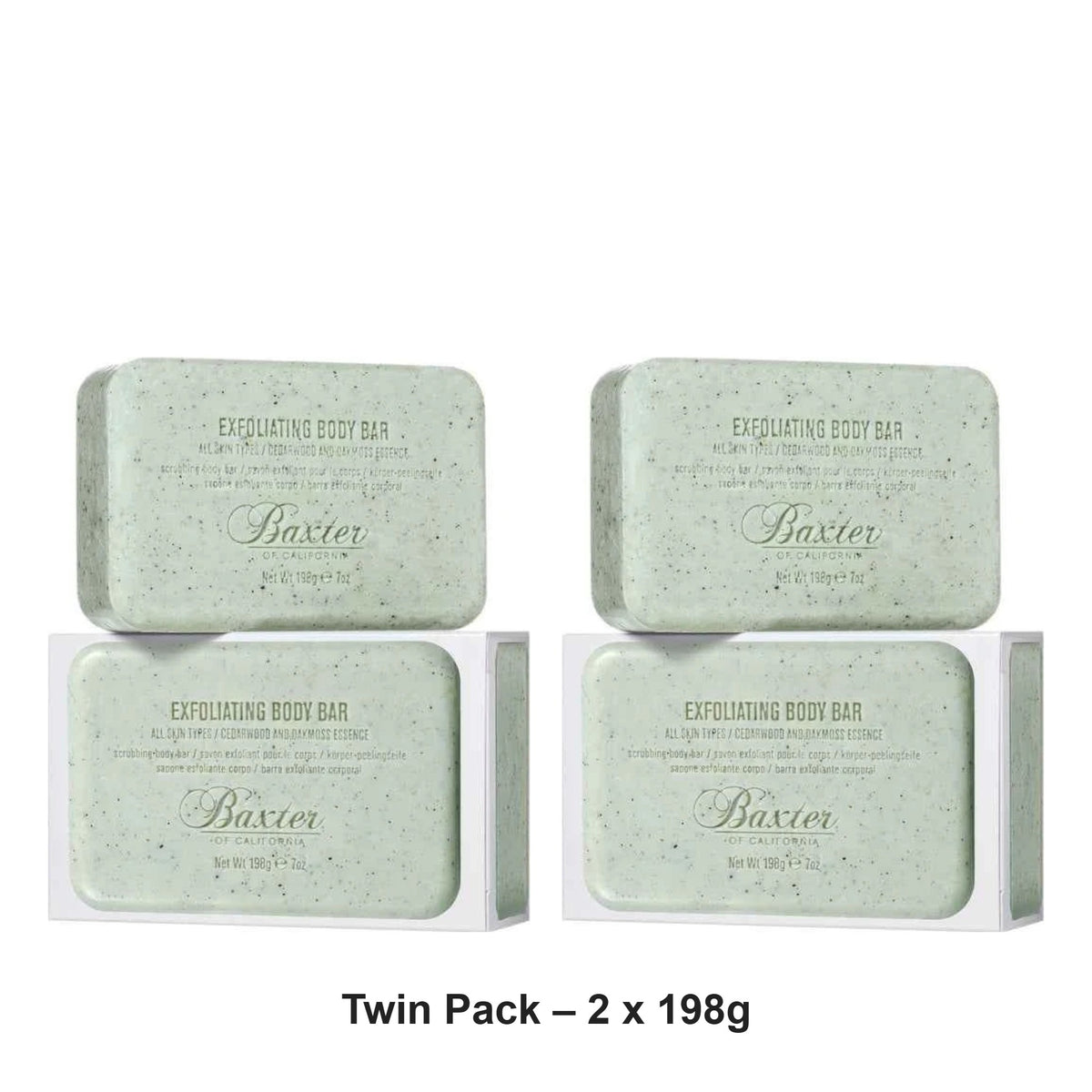 Baxter Of California - Exfoliating Body Bar Cedarwood and Oakmoss – Twin Pack (2 x 198g) – bundle contents: 2 x Baxter Of California - Exfoliating Body Bar Cedarwood and Oakmoss 198g