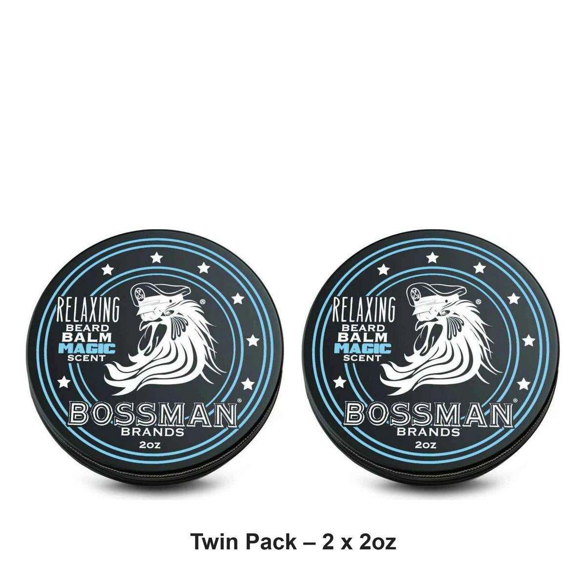 Bossman - Beard Balm Magic Blue (Softening Beard Balm) – Twin Pack (2 x 2oz) – bundle contents: 2 x Bossman - Beard Balm Magic Blue (Softening Beard Balm) 2oz