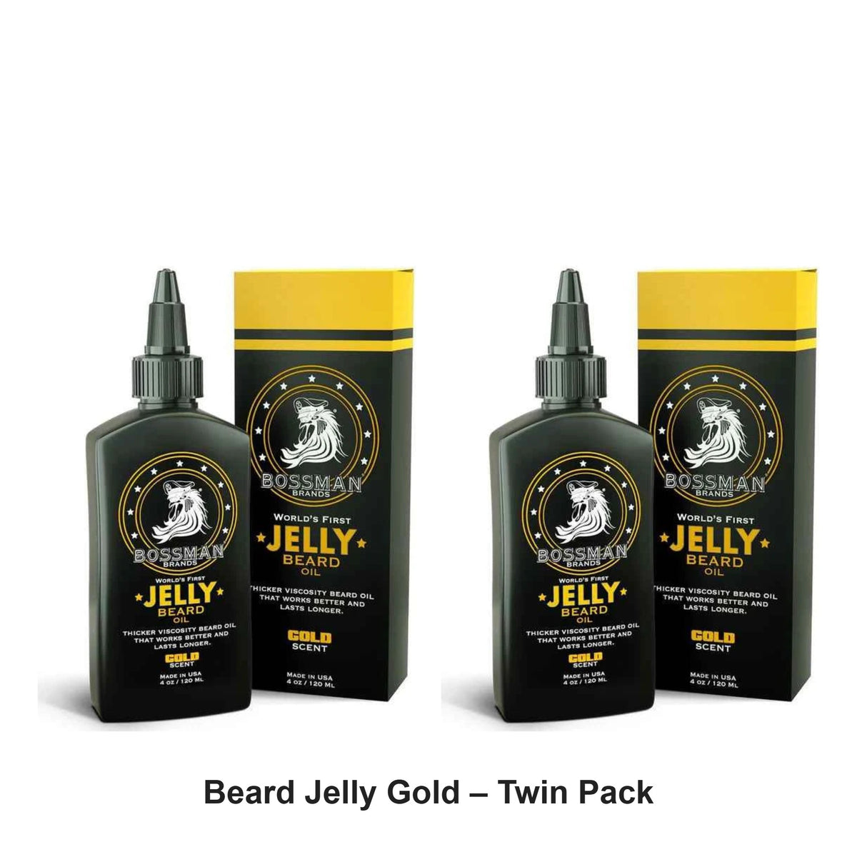 Bossman - Beard Jelly Gold – Twin Pack (2 x 4oz) – bundle contents: 2 x Bossman - Beard Jelly Gold 4oz