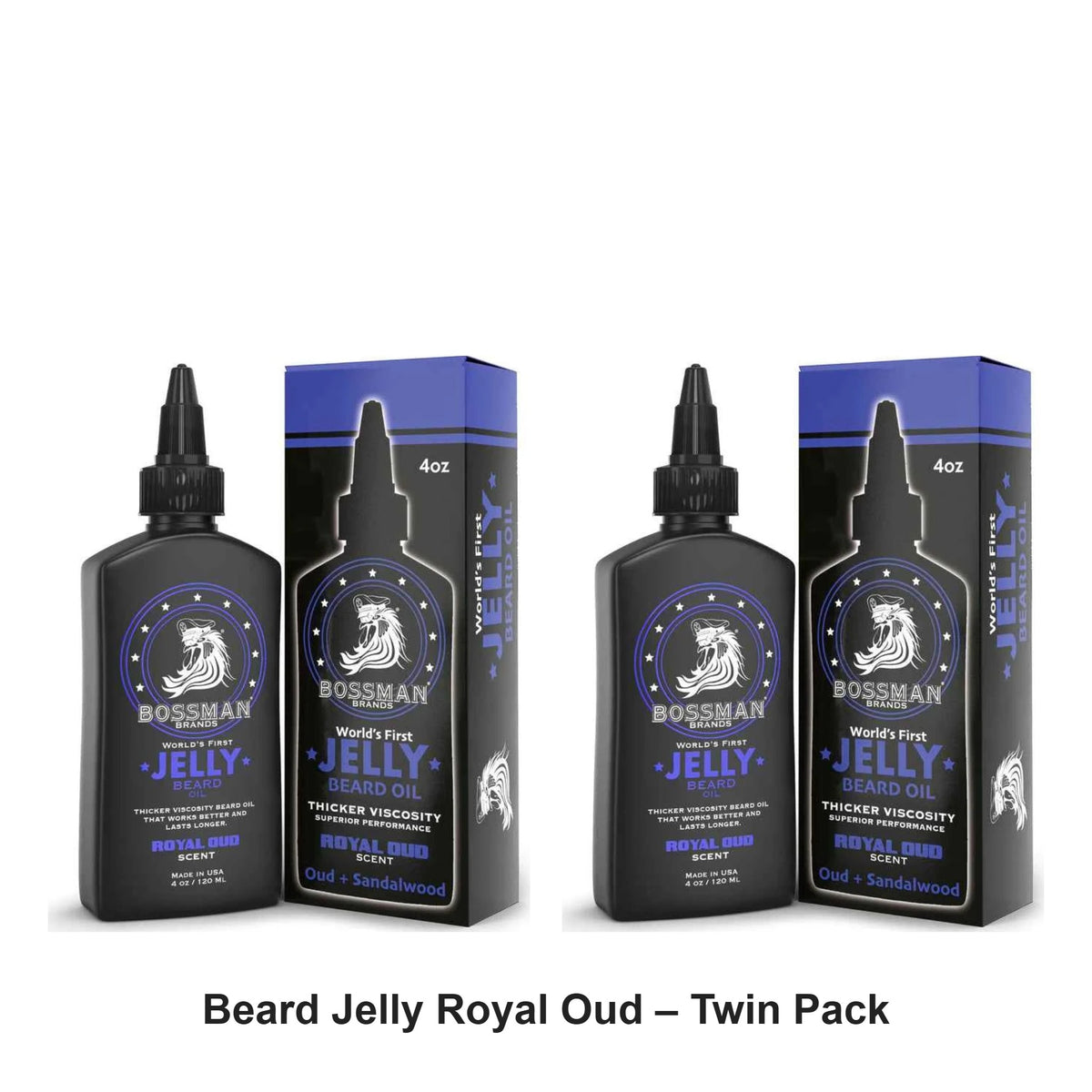 Bossman - Beard Jelly Royal Oud – Twin Pack (2 x 4oz) – bundle contents: 2 x Bossman - Beard Jelly Royal Oud 4oz