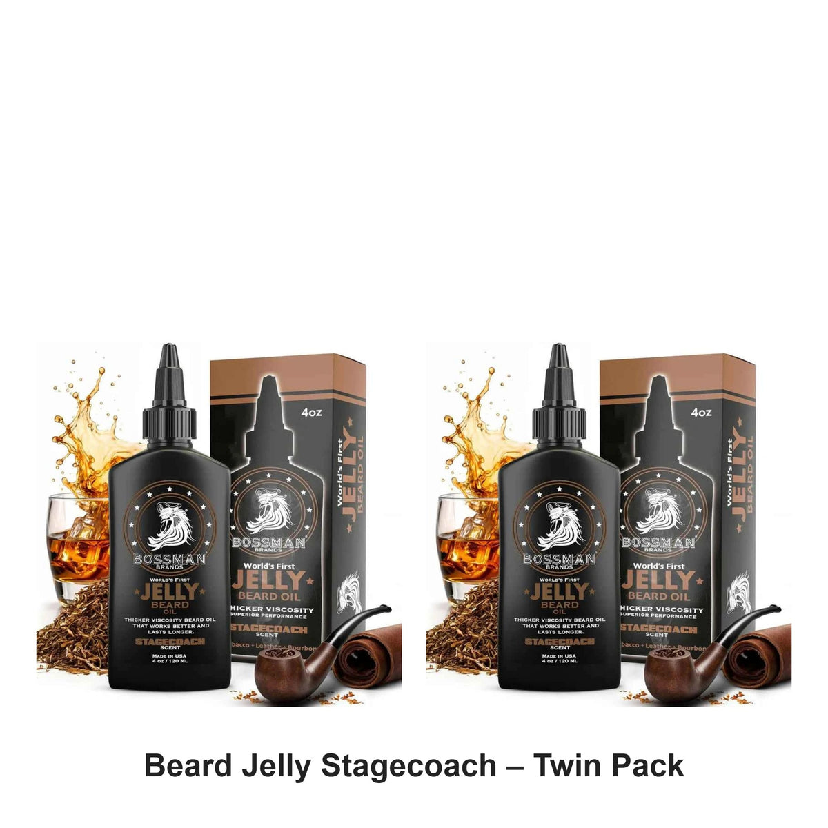 Bossman - Beard Jelly Stagecoach – Twin Pack (2 x 4oz) – bundle contents: 2 x Bossman - Beard Jelly Stagecoach 4oz