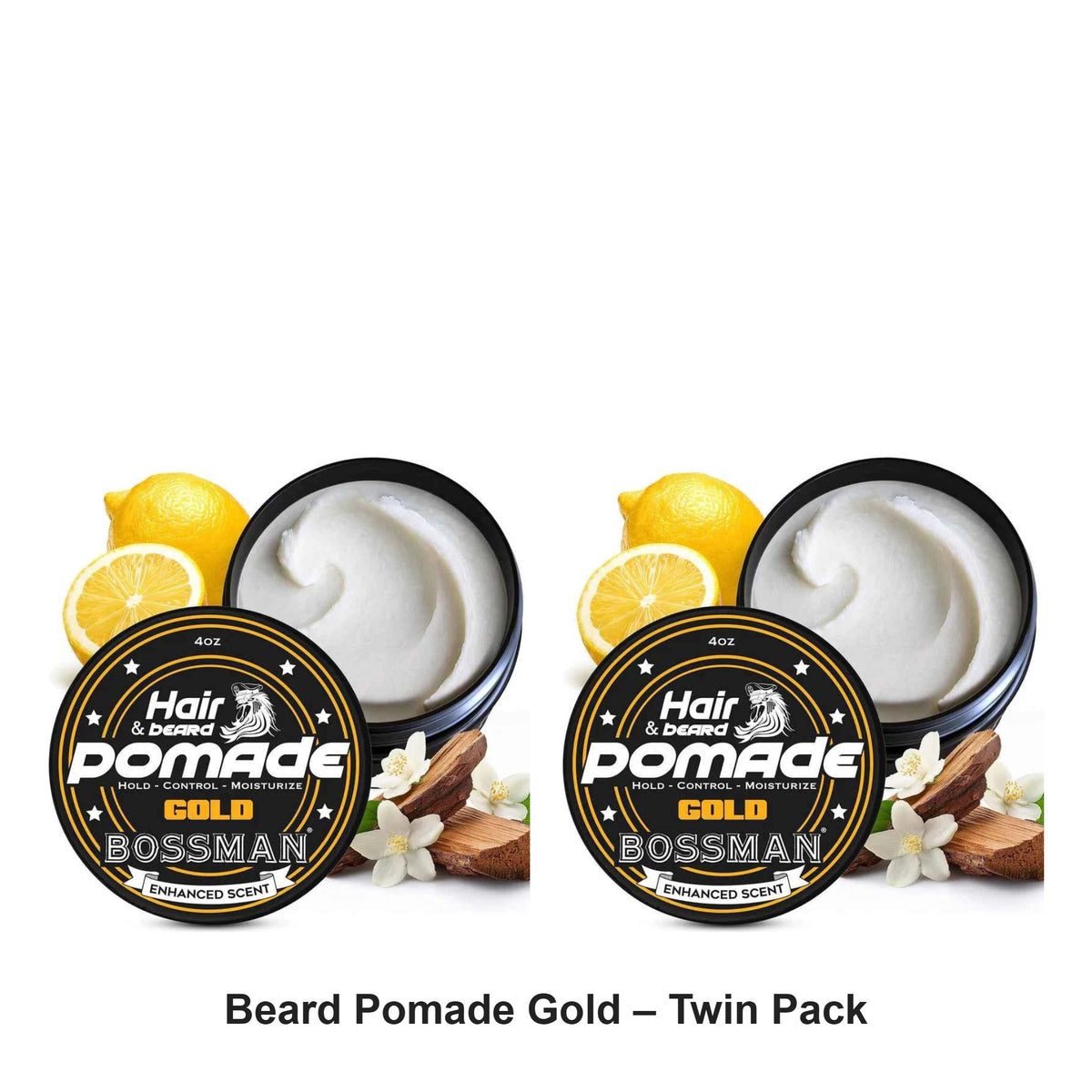 Bossman - Beard Pomade Gold – Twin Pack (2 x 4oz) – bundle contents: 2 x Bossman - Beard Pomade Gold 4oz