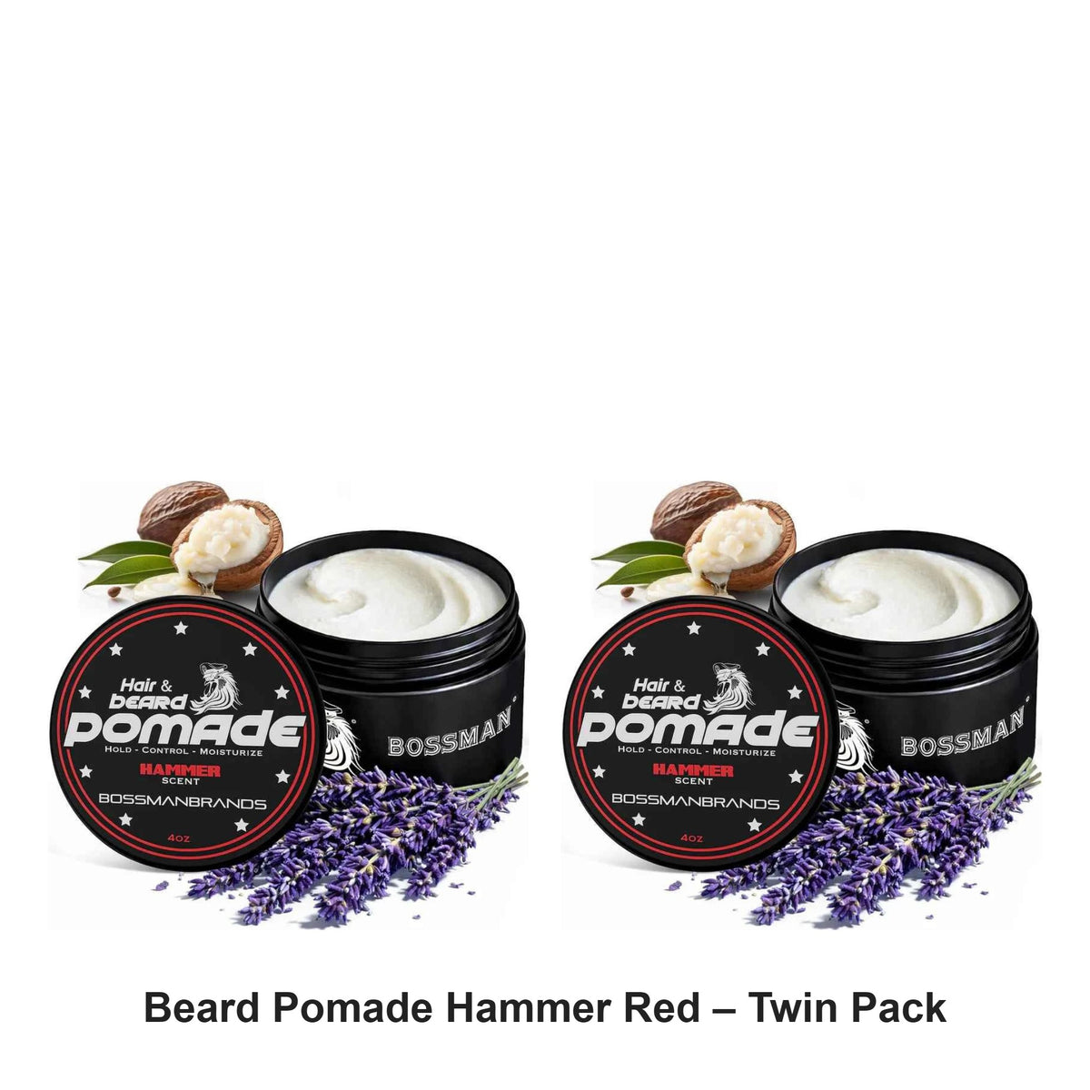 Bossman - Beard Pomade Hammer Red – Twin Pack (2 x 4oz) – bundle contents: 2 x Bossman - Beard Pomade Hammer Red 4oz