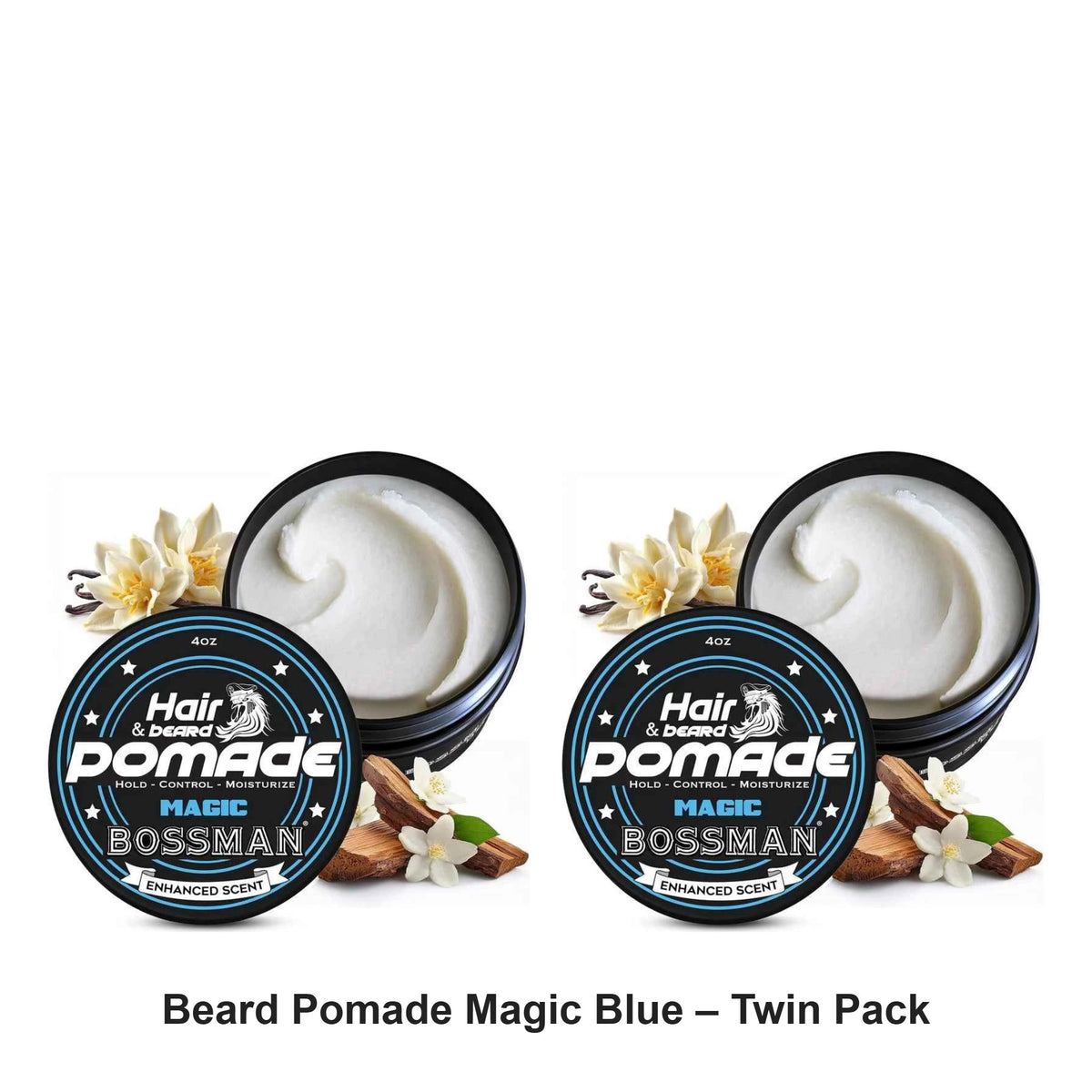 Bossman - Beard Pomade Magic Blue – Twin Pack (2 x 4oz) – bundle contents: 2 x Bossman - Beard Pomade Magic Blue 4oz