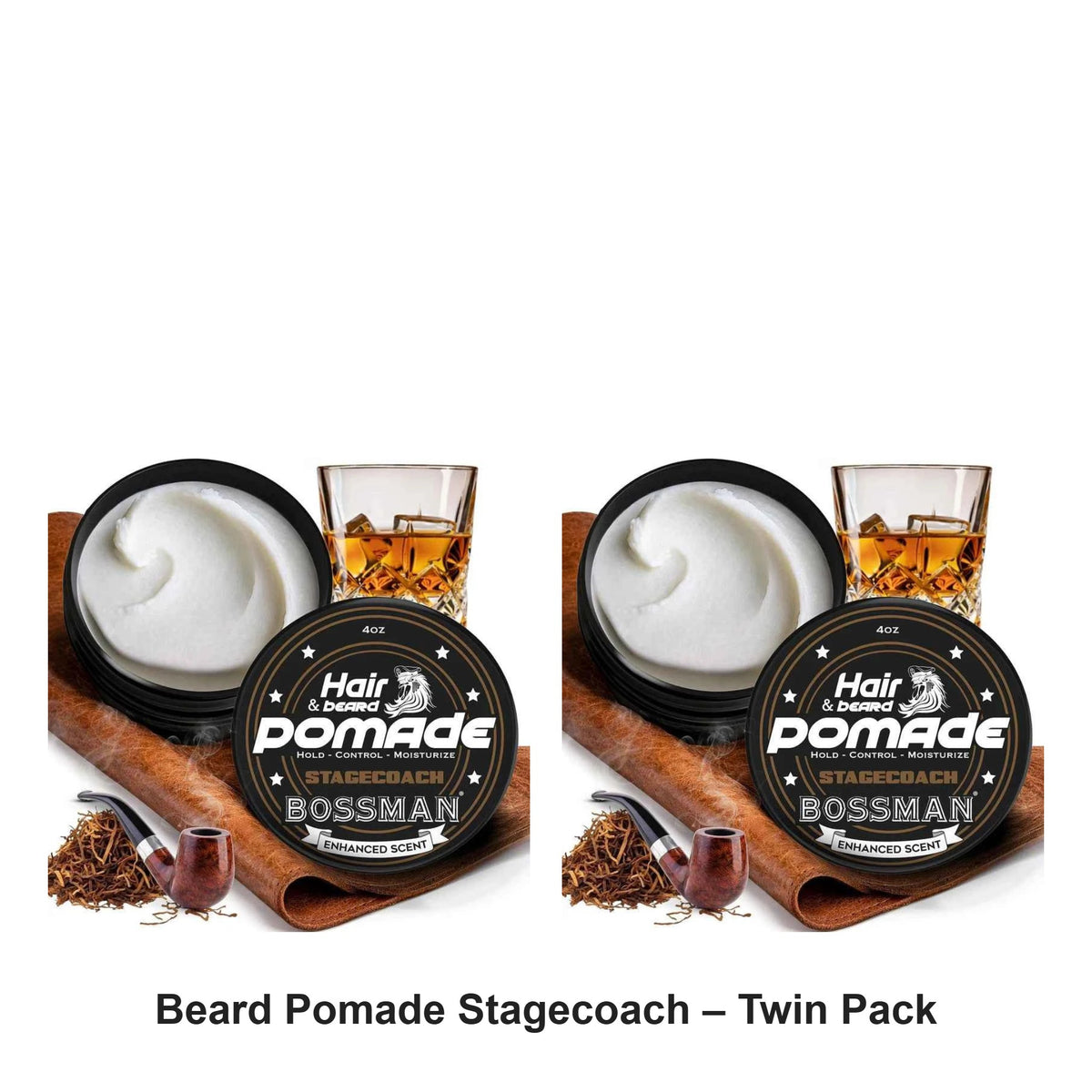 Bossman - Beard Pomade Stagecoach – Twin Pack (2 x 4oz) – bundle contents: 2 x Bossman - Beard Pomade Stagecoach 4oz