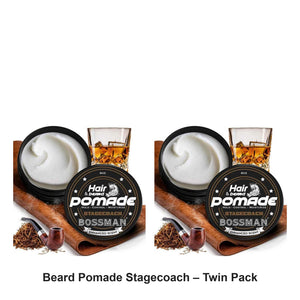 Bossman - Beard Pomade Stagecoach – Twin Pack (2 x 4oz) – bundle contents: 2 x Bossman - Beard Pomade Stagecoach 4oz