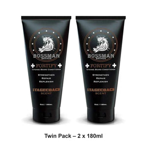 Bossman - Fortify Intense Beard Conditioner Stagecoach – Twin Pack (2 x 180ml) – bundle contents: 2 x Bossman - Fortify Intense Beard Conditioner Stagecoach 180ml