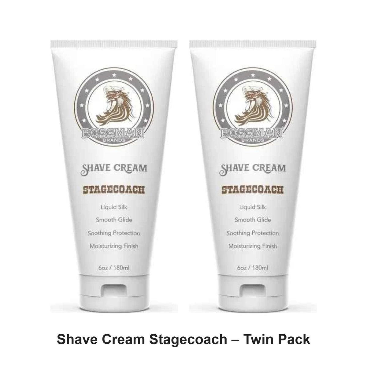 Bossman - Shave Cream Stagecoach – Twin Pack (2 x 180ml) – bundle contents: 2 x Bossman - Shave Cream Stagecoach 180ml
