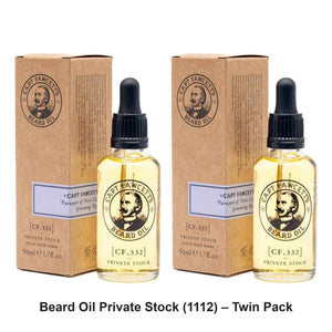 Captain Fawcett - Beard Oil Private Stock (1112) – Twin Pack (2 x 50ml) – bundle contents: 2 x Captain Fawcett - Beard Oil Private Stock (1112) 50ml