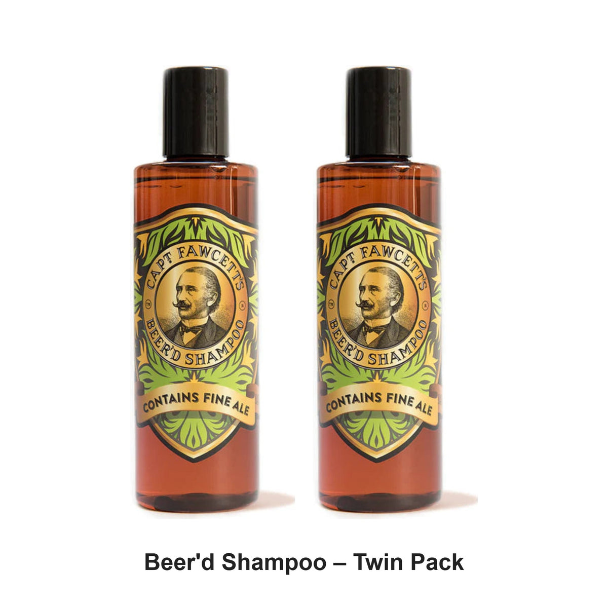Captain Fawcett - Beer'd Shampoo – Twin Pack (2 x 250ml) – bundle contents: 2 x Captain Fawcett - Beer'd Shampoo 250ml