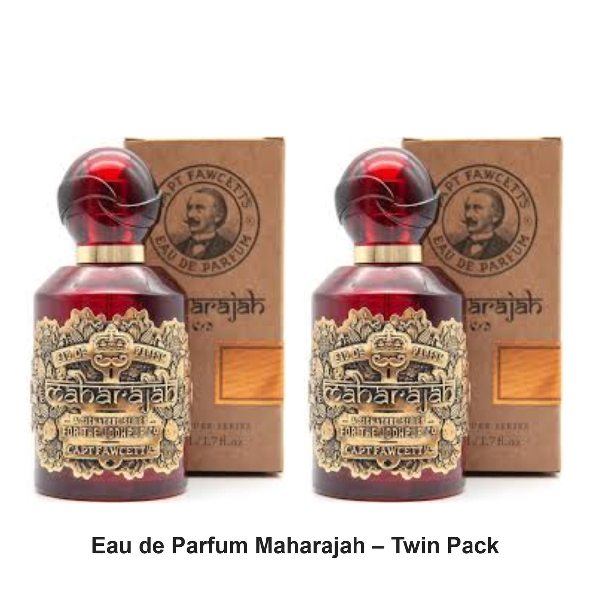 Captain Fawcett - Eau de Parfum Maharajah – Twin Pack (2 x 50ml) – bundle contents: 2 x Captain Fawcett - Eau de Parfum Maharajah 50ml