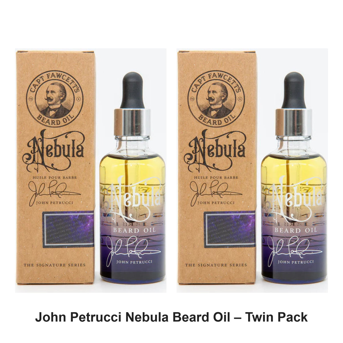 Captain Fawcett - John Petrucci Nebula Beard Oil – Twin Pack (2 x 50ml) – bundle contents: 2 x Captain Fawcett - John Petrucci Nebula Beard Oil 50ml