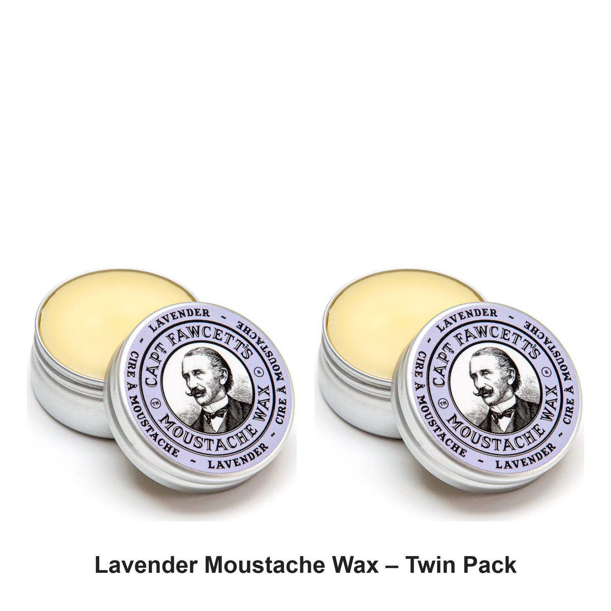 Captain Fawcett - Lavender Moustache Wax – Twin Pack (2 x 15ml) – bundle contents: 2 x Captain Fawcett - Lavender Moustache Wax 15ml