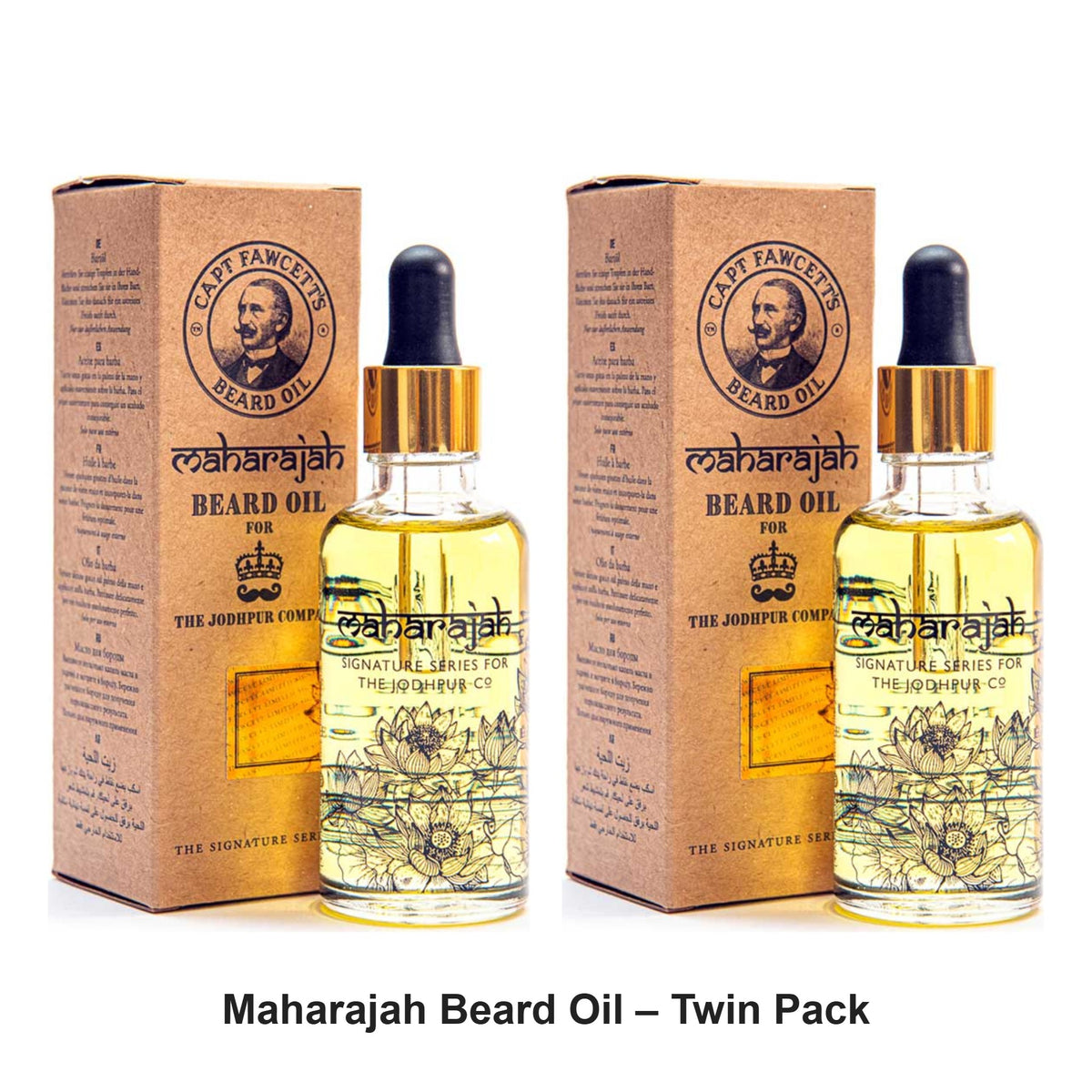 Captain Fawcett - Maharajah Beard Oil – Twin Pack (2 x 50ml) – bundle contents: 2 x Captain Fawcett - Maharajah Beard Oil 50ml