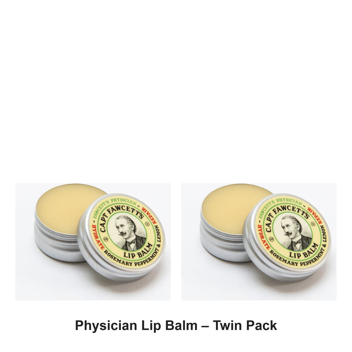 Captain Fawcett - Physician Lip Balm – Twin Pack (2 x 10ml) – bundle contents: 2 x Captain Fawcett - Physician Lip Balm 10ml