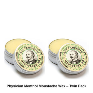 Captain Fawcett - Physician Menthol Moustache Wax – Twin Pack (2 x 15ml) – bundle contents: 2 x Captain Fawcett - Physician Menthol Moustache Wax 15ml