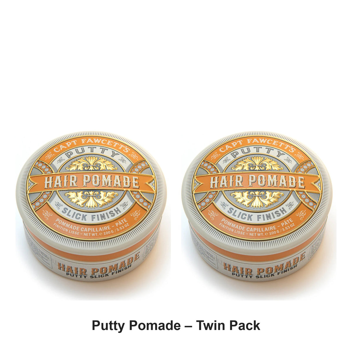 Captain Fawcett - Putty Pomade – Twin Pack (2 x 100g) – bundle contents: 2 x Captain Fawcett - Putty Pomade 100g