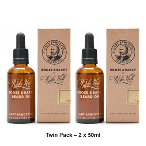 Captain Fawcett - Ricki Hall Booze and Baccy Beard Oil (1114) – Twin Pack (2 x 50ml) – bundle contents: 2 x Captain Fawcett - Ricki Hall Booze and Baccy Beard Oil (1114) 50ml