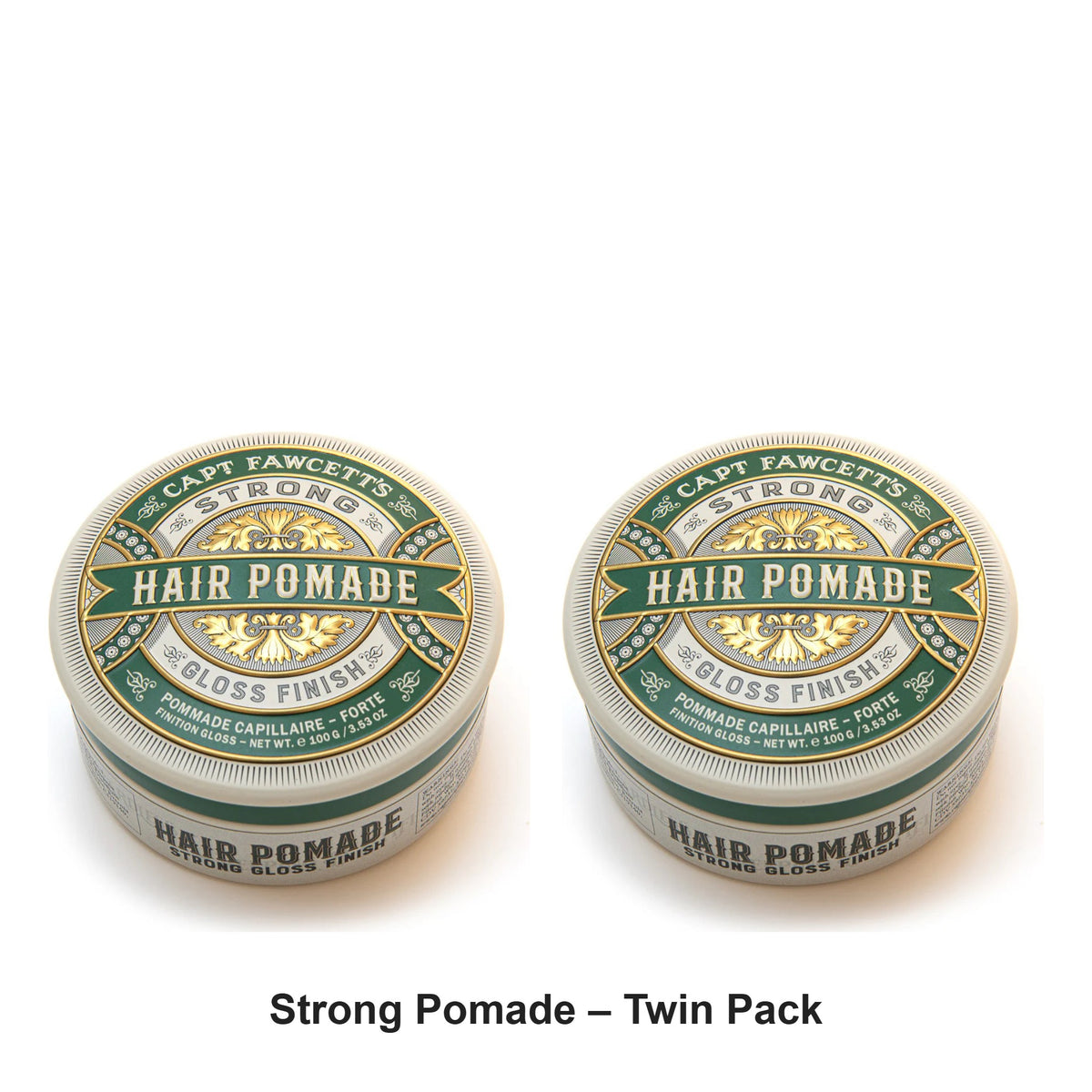 Captain Fawcett - Strong Pomade – Twin Pack (2 x 100g) – bundle contents: 2 x Captain Fawcett - Strong Pomade 100g