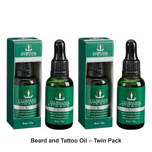 Clubman Pinaud - Beard and Tattoo Oil – Twin Pack (2 x 30ml) – bundle contents: 2 x Clubman Pinaud - Beard and Tattoo Oil 30ml