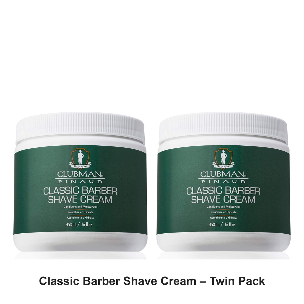 Clubman Pinaud - Classic Barber Shave Cream – Twin Pack (2 x 453ml) – bundle contents: 2 x Clubman Pinaud - Classic Barber Shave Cream 453ml
