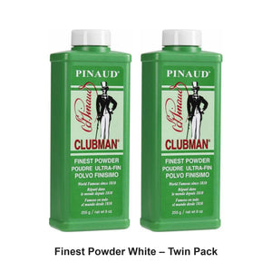 Clubman Pinaud - Finest Powder White – Twin Pack (2 x 255g) – bundle contents: 2 x Clubman Pinaud - Finest Powder White 255g