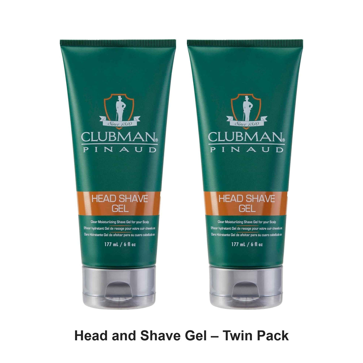 Clubman Pinaud - Head and Shave Gel – Twin Pack (2 x 177ml) – bundle contents: 2 x Clubman Pinaud - Head and Shave Gel 177ml