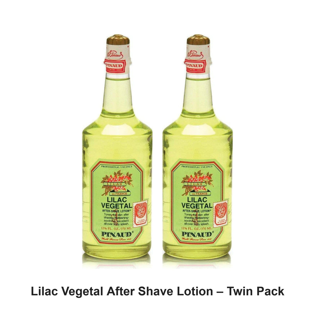 Clubman Pinaud - Lilac Vegetal After Shave Lotion – Twin Pack (2 x 370ml) – bundle contents: 2 x Clubman Pinaud - Lilac Vegetal After Shave Lotion 370ml