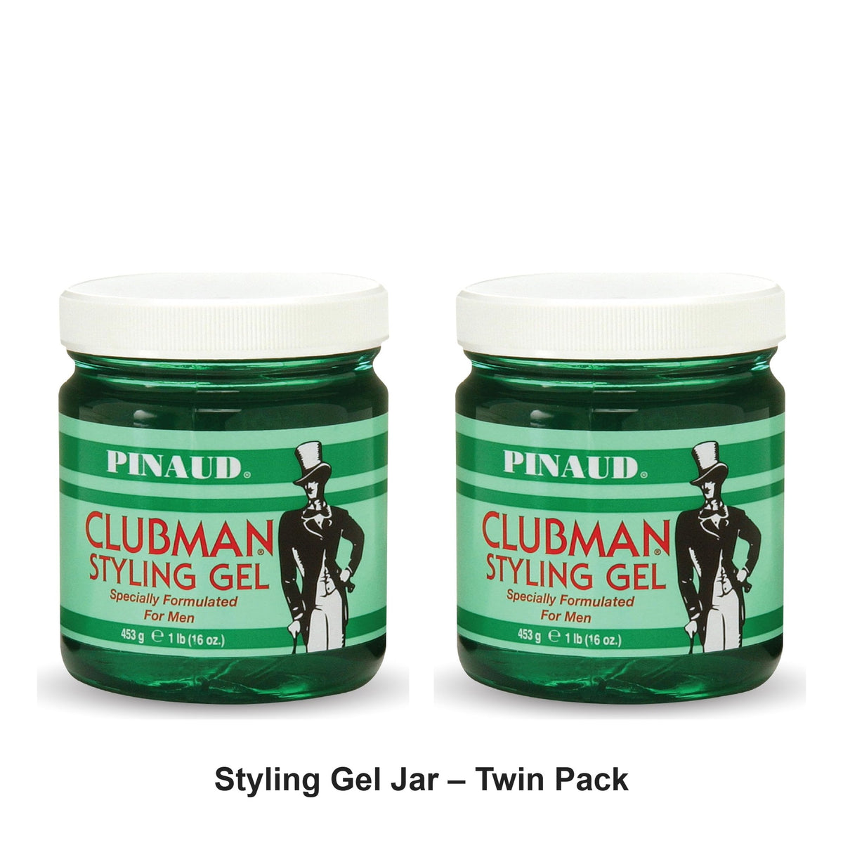 Clubman Pinaud - Styling Gel Jar – Twin Pack (2 x 453g) – bundle contents: 2 x Clubman Pinaud - Styling Gel Jar 453g