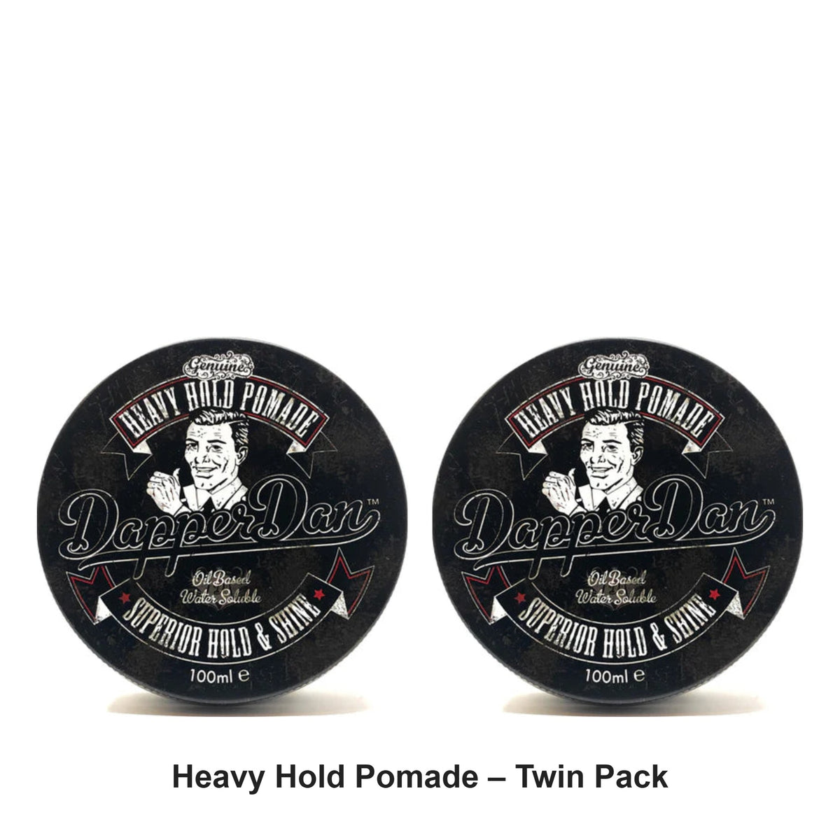 Dapper Dan - Heavy Hold Pomade – Twin Pack (2 x 100ml) – bundle contents: 2 x Dapper Dan - Heavy Hold Pomade 100ml