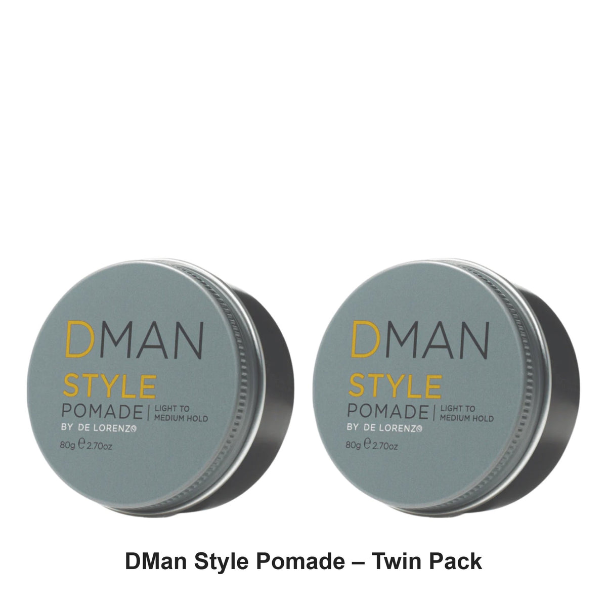 De Lorenzo - DMan Style Pomade – Twin Pack (2 x 80g) – bundle contents: 2 x De Lorenzo - DMan Style Pomade 80g