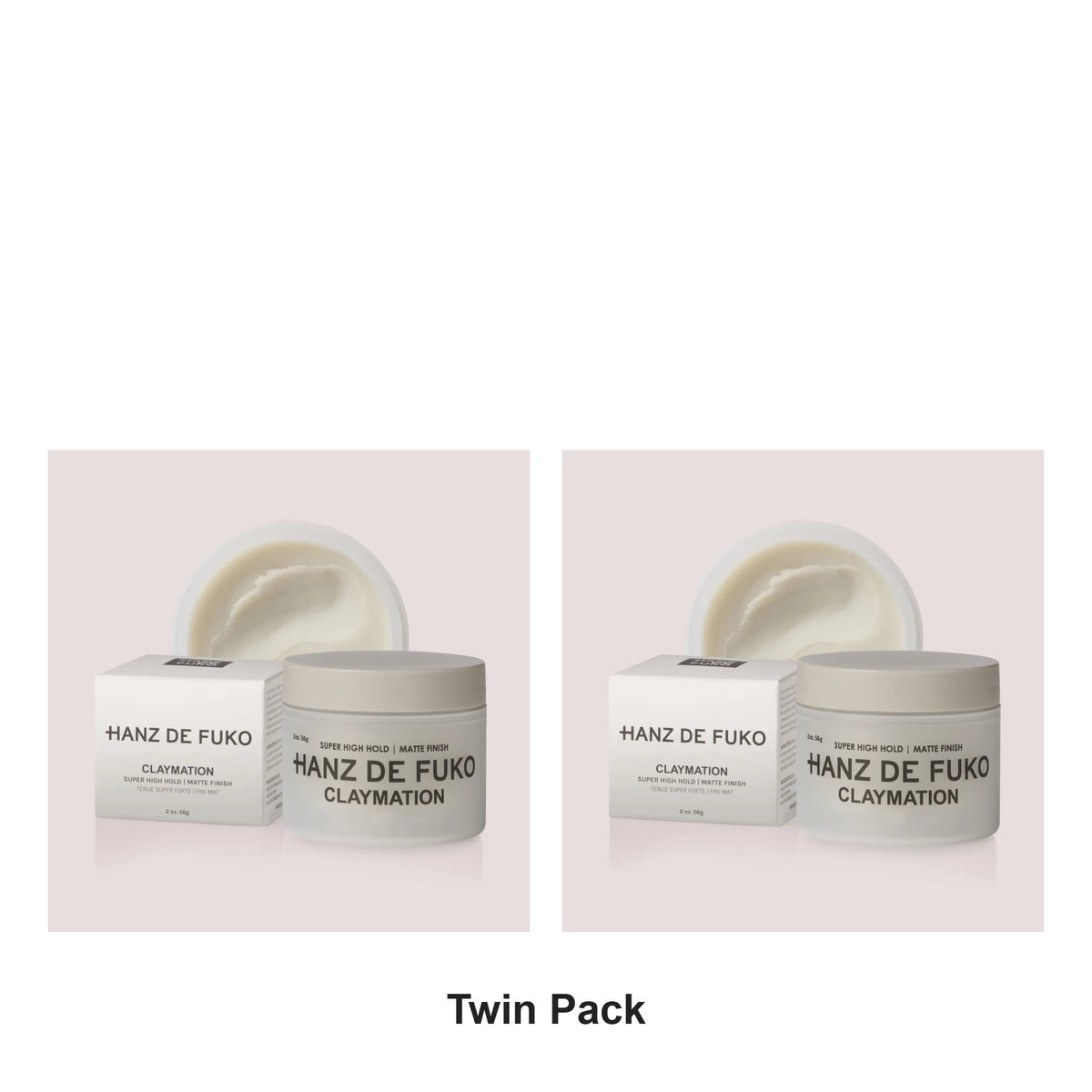 Hanz De Fuko - Claymation Super High Hold Matte Finish – Twin Pack – bundle contents: 2 x Hanz De Fuko - Claymation Super High Hold Matte Finish