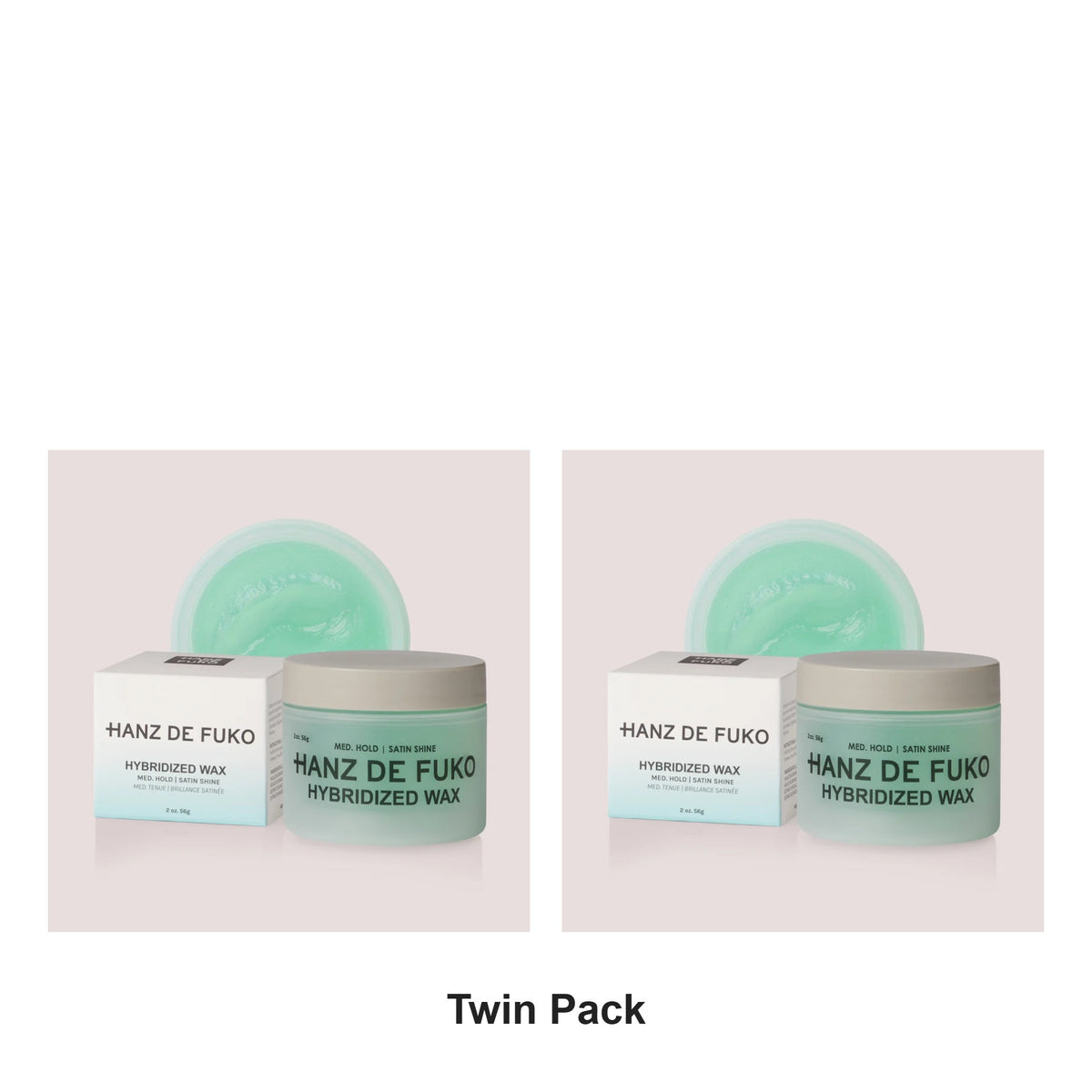 Hanz De Fuko - Hybridized Wax medium Hold Satin Shine – Twin Pack – bundle contents: 2 x Hanz De Fuko - Hybridized Wax medium Hold Satin Shine