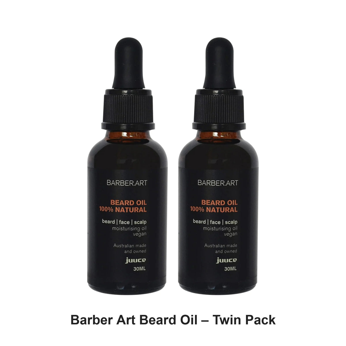 Juuce - Barber Art Beard Oil – Twin Pack (2 x 30ml) – bundle contents: 2 x Juuce - Barber Art Beard Oil 30ml